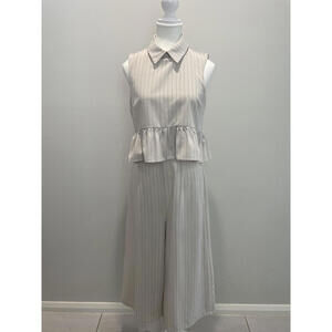 Willa Striped Collared Jumpsuit ECU Size 8